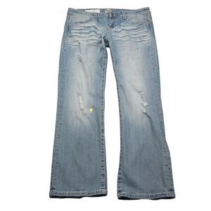 Anoname Jeans Womens 31 Blue Capri Low Rise Stretch Zip Medium Wash Denim Pants